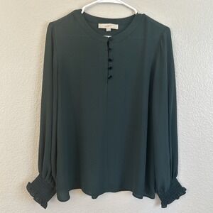 Loft Women's Holiday Blouse Size XL Work‎ Office Business Chiffon Ruffle Sleeve